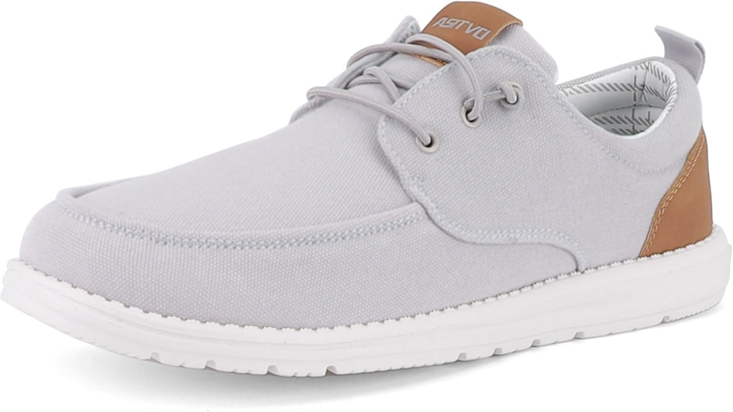 ASITVO Mens Wide Canvas Loafers Slip on Big Size Walking Shoes