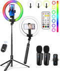Vlogging Kit for iPhone/Android - 10in Ring Light with 74in Tripod
