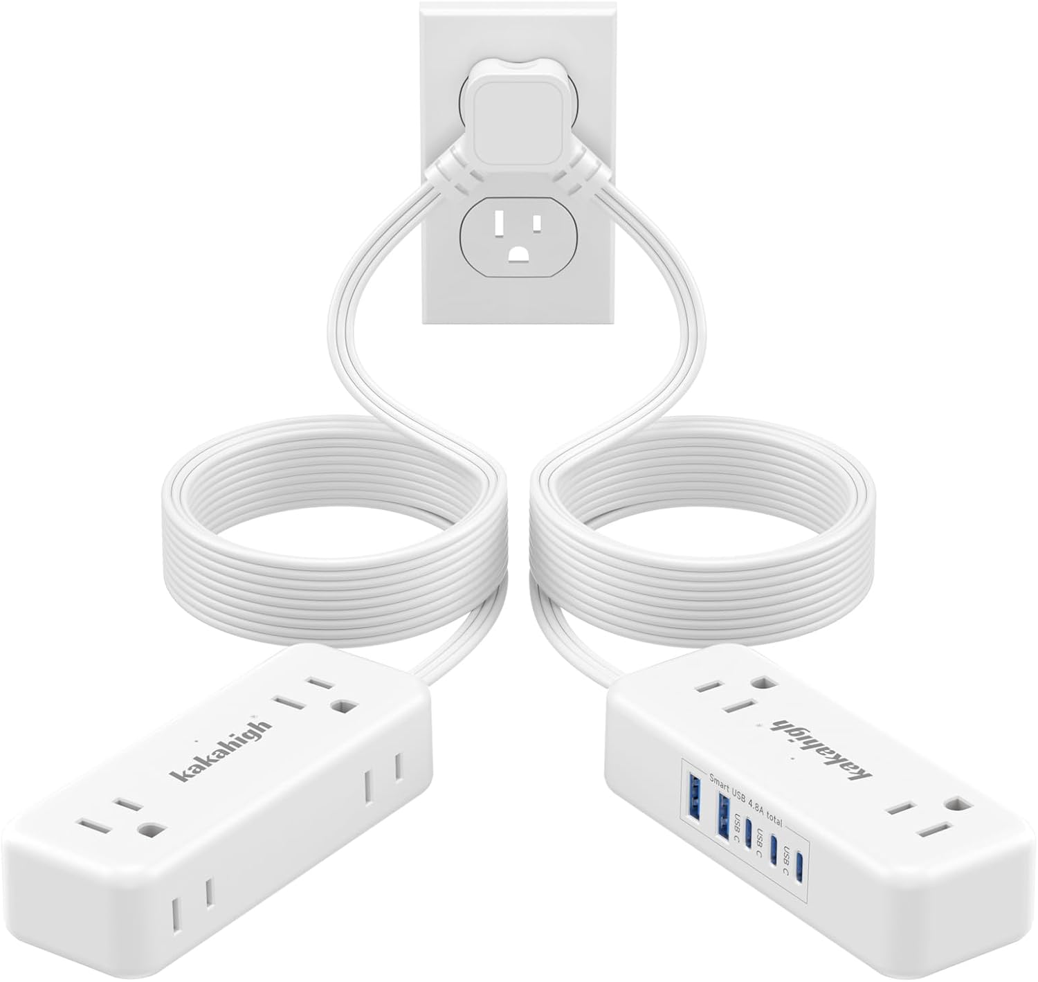 20FT Split Extension Cord with USB Ports for Home and Dorm