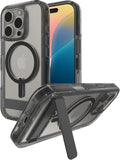 iPhone 16 Pro Clear Case with Black Accents and Kickstand - Slim