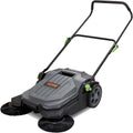 Walk-Behind Hand Push Floor Sweeper 25.6 in - Fast Manual Sweeper