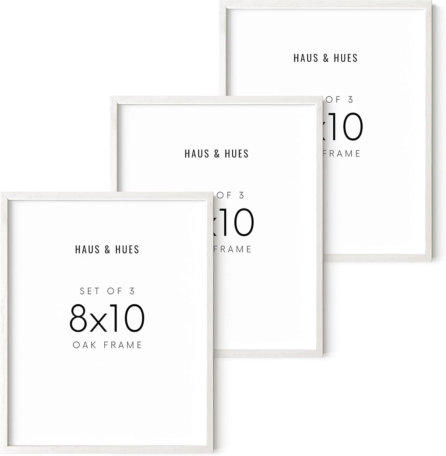 8x10 Picture Frame Set of 3 - White Oak Gallery Wall Frames