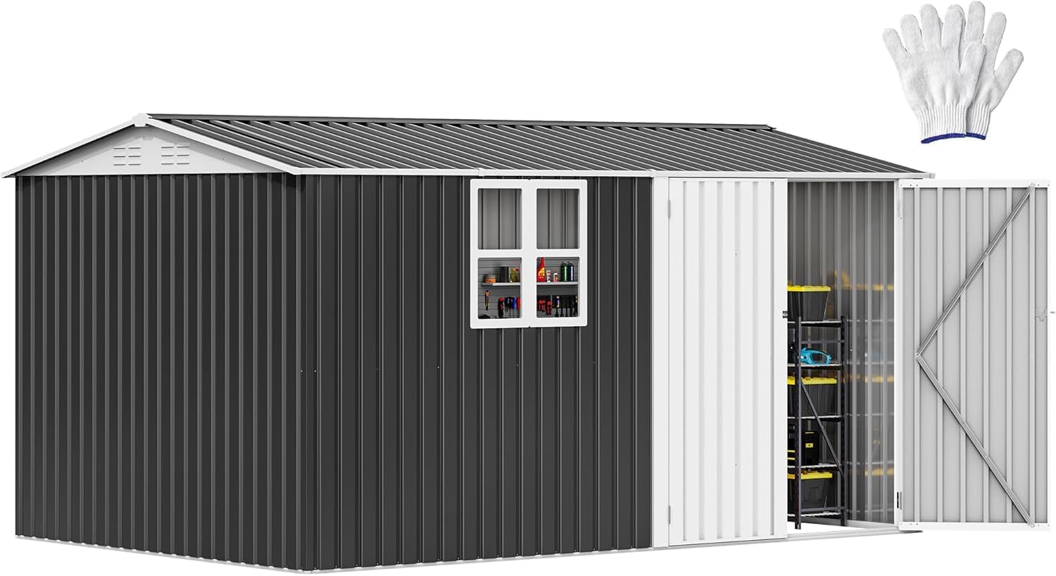 DWVO 12x8ft Large Tool Storage Shed for Garden and Patio