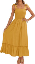 ZESICA Women's Boho Spaghetti Strap Ruffle Maxi Dress - Summer