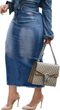 Women's Casual Slit Denim Midi Jean Skirt - Stretch High Waisted