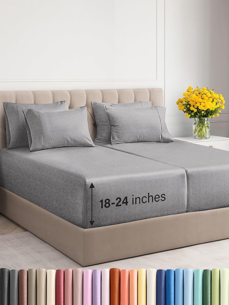 Extra Deep Split King Sheet Set - 7 Piece Breathable Sheets