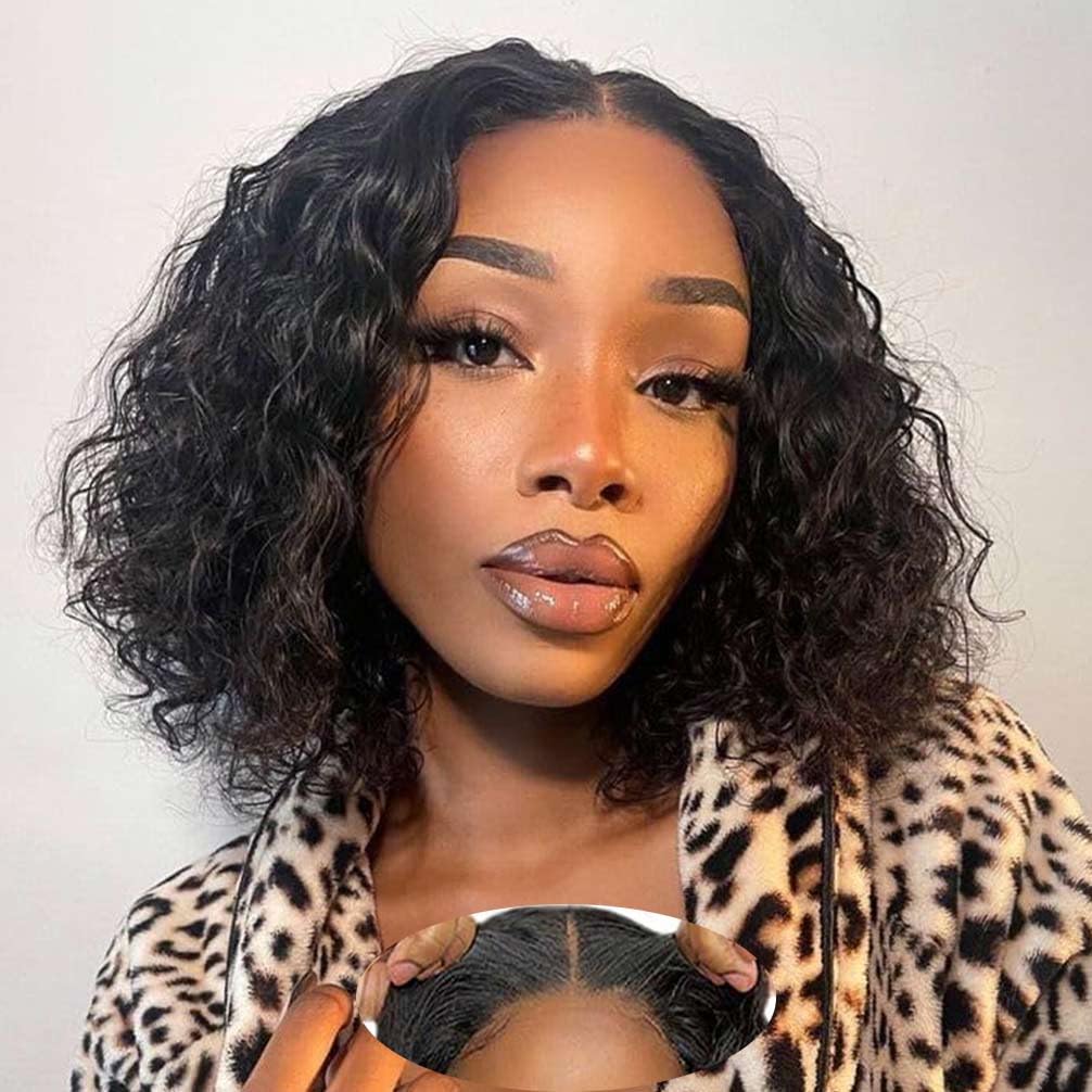 Glueless Wigs Human Hair Pre Plucked Curly Bob for Beginners