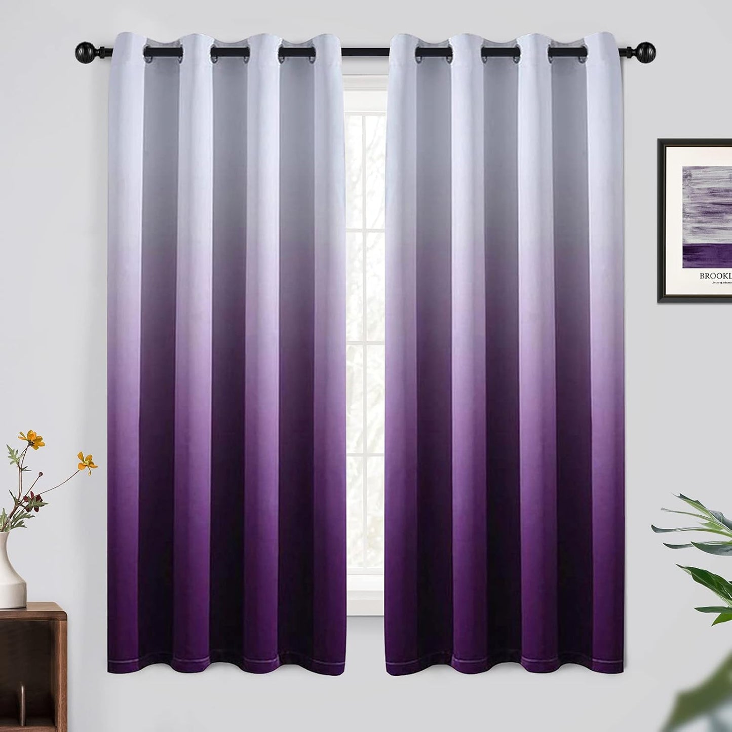Yakamok Ombre Curtains 63 Inch Long Light Blocking Drapes