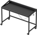 Rolling Computer Desk 40 in with Wheels - Guard Black Mobile Desk