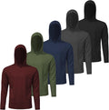 Mens Active Athletic Long Sleeve Sun Protective Hoodies 5 Pack - Quick