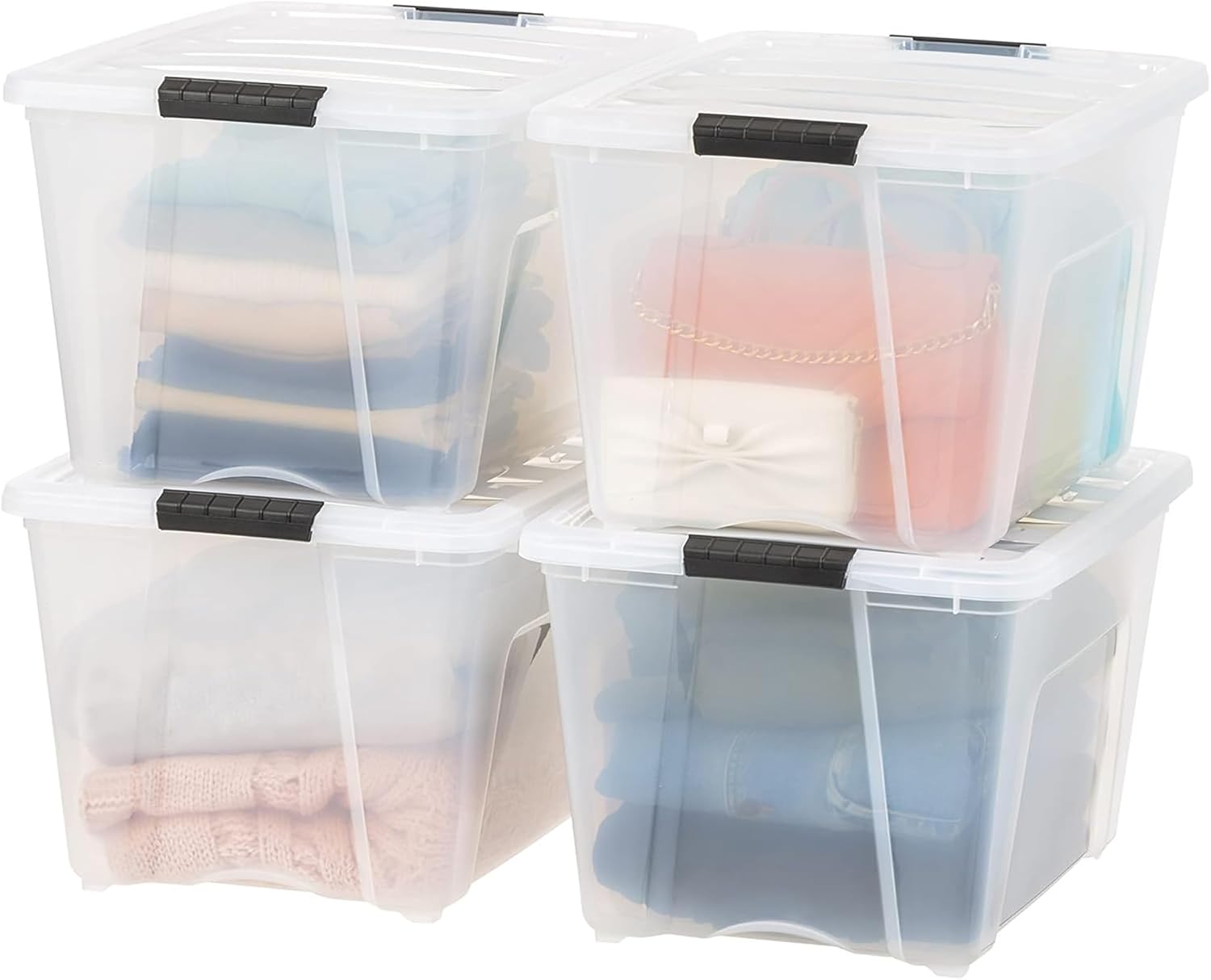 IRIS USA 51 L Plastic Storage Box with Lid - 4 Pack Solution