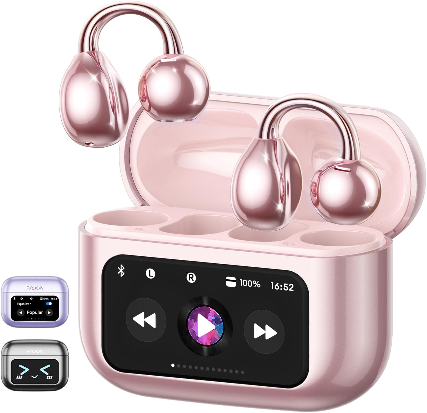 PAXA Clip On Open Ear Earbuds with Touchscreen for Sports