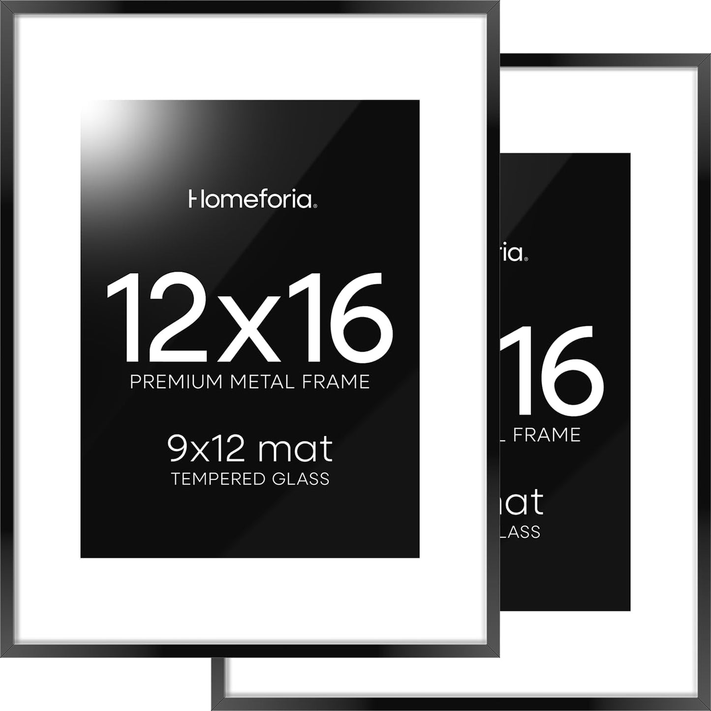 High-End 12x16 Picture Frame Black with Mat for Photos