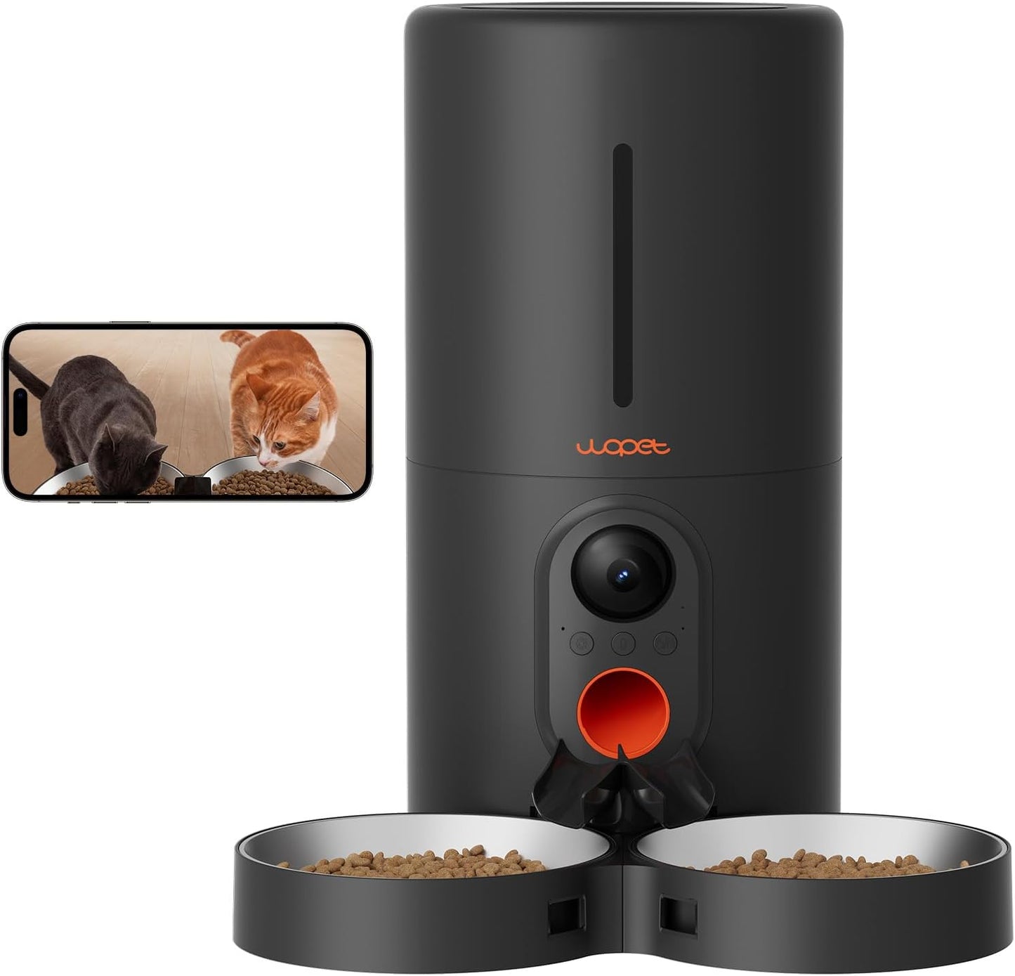 WOPET Automatic Cat Feeder with Camera for Two Cats and Dogs