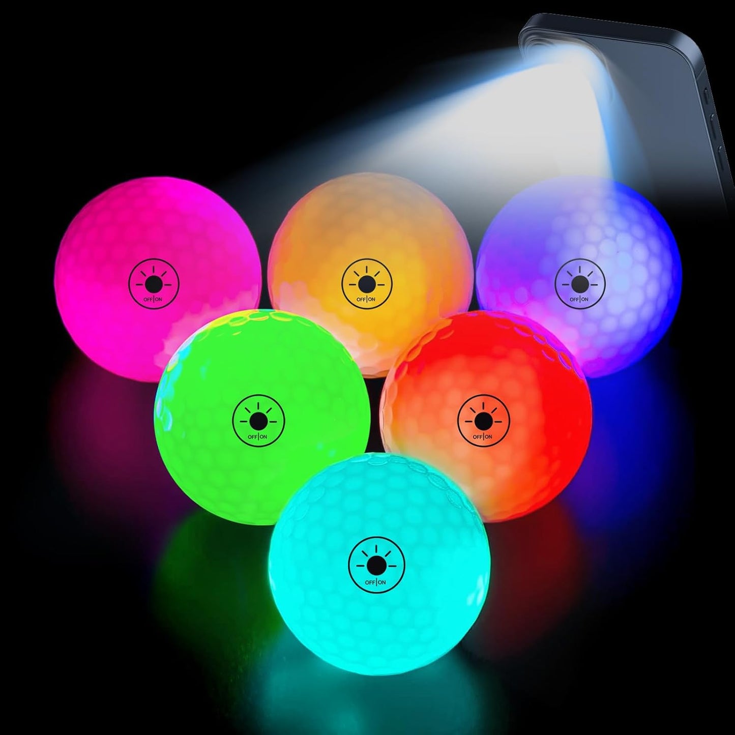 THIODOON Glow Golf Balls: 7 Colors, Easy On/Off
