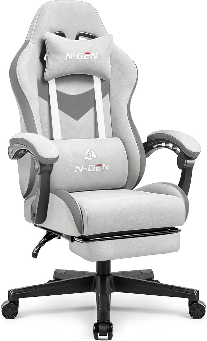 N-GEN GAMING Video Gaming Chair with Footrest and Lumbar Support