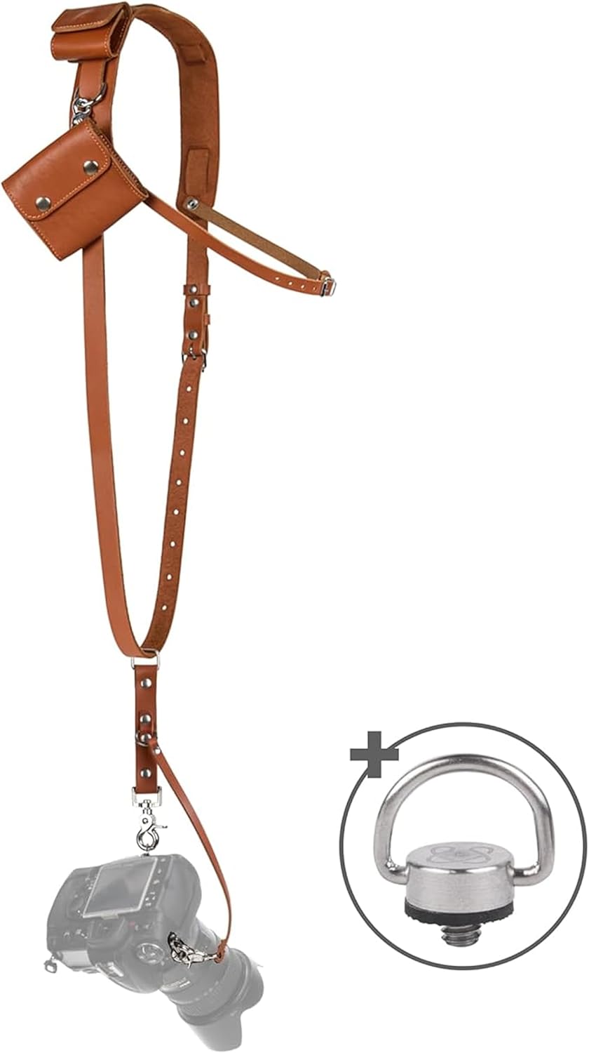 Professional Padded Leather Camera Strap with Quick Release Gear