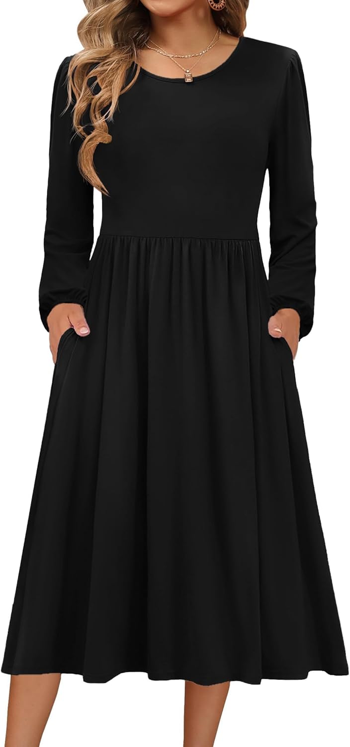 Zeagoo Long Sleeve Dresses for Women with Pockets - Casual A-Line