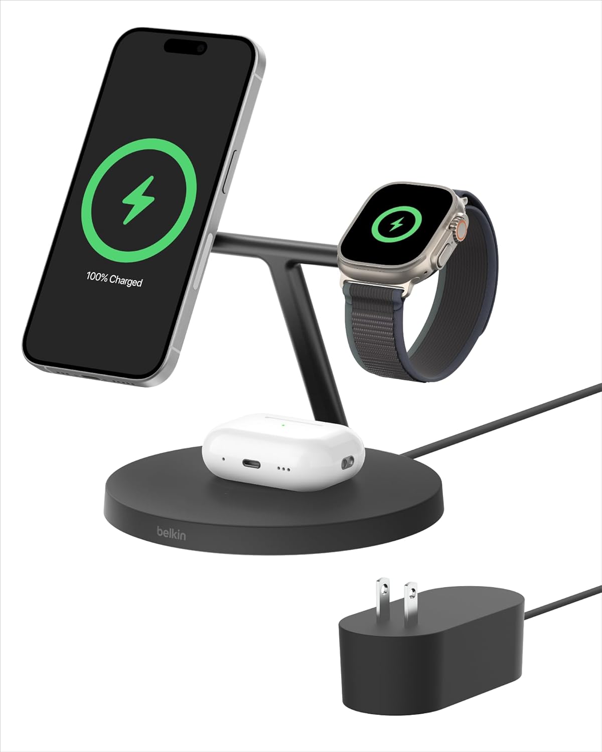 Belkin 3-in-1 MagSafe-Compatible Wireless Charger - Fast Charging for Apple Devices