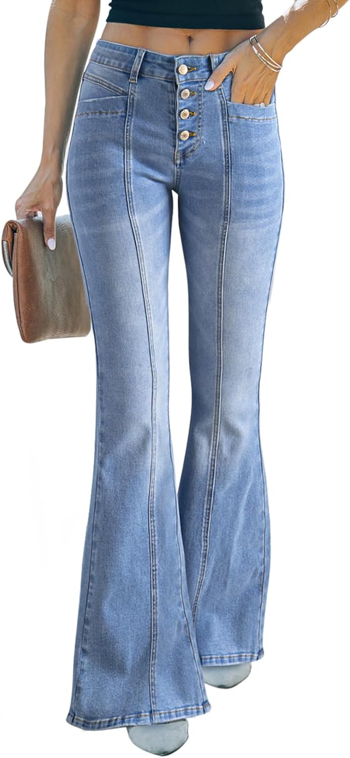 Sidefeel Women's High Waisted Flared Jeans for Stylish Comfort