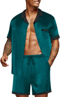 Men Satin Silk Pajamas Set with Pockets - Lightweight Summer Sleepwear