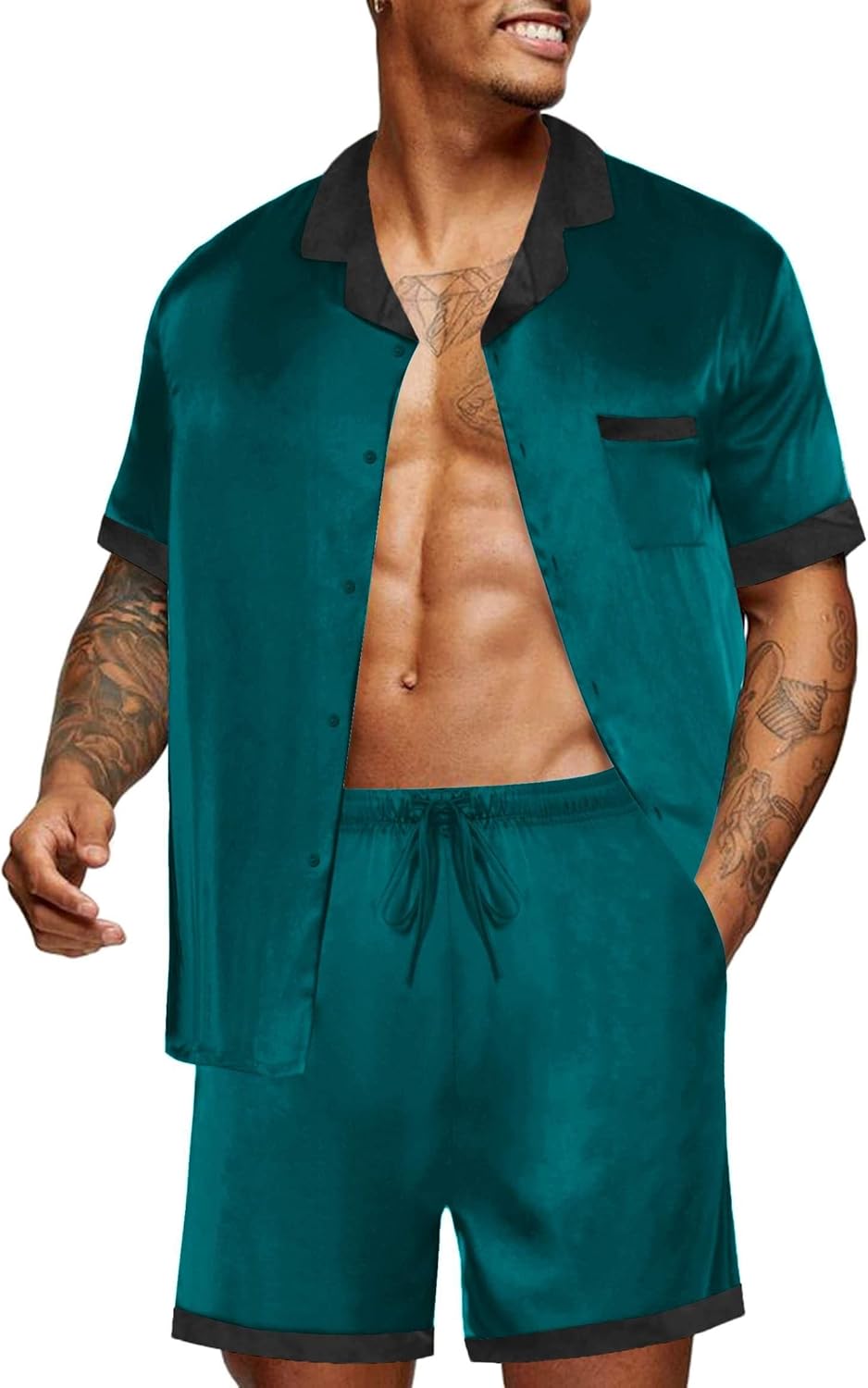 Ekouaer Men Satin Silk Pajamas Set for Ultimate Comfort