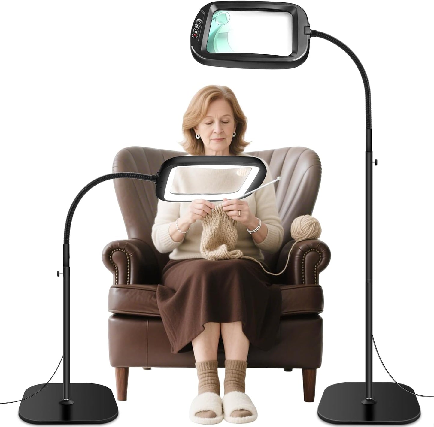 30X 10X Extra Large Floor Magnifying Glass with Light and Stand