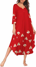 Ekouaer Long Nightgown for Women 3/4 Sleeves - Soft Maxi Sleep Dress