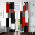 Red Black 100% Blackout Curtains 42Wx72L - Full Light Block