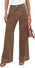 Womens High Waisted Wide Leg Jeans - Baggy Stretchy Casual Fit
