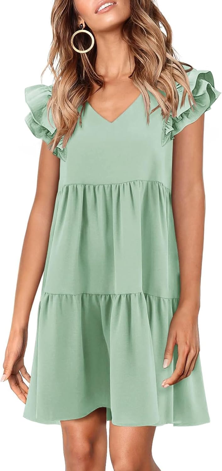 Zwurew Summer Babydoll Dresses for Women 2025 Cute Ruffle Design