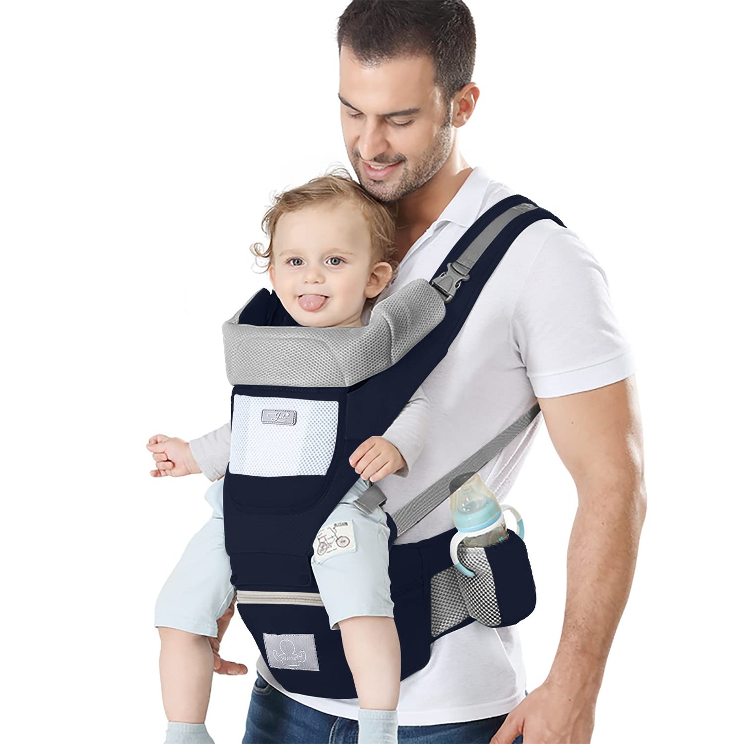 Ergonomic Baby Carrier with Hip Seat for Newborn to Toddler