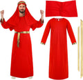 Men Biblical Wise Man Costume Set - Red Nativity Outfit
