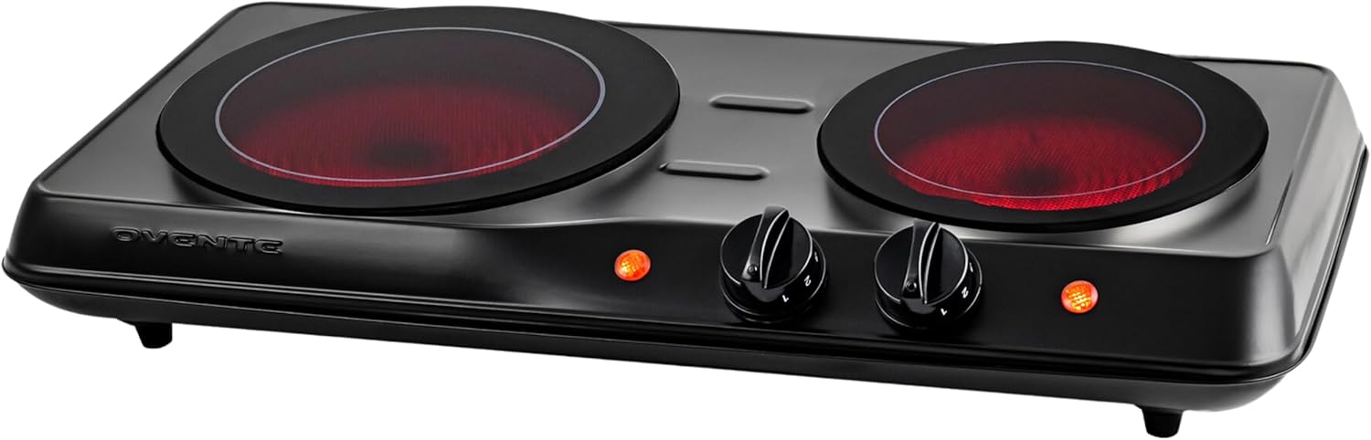 OVENTE Countertop Infrared Double Burner for Hassle-Free Cooking