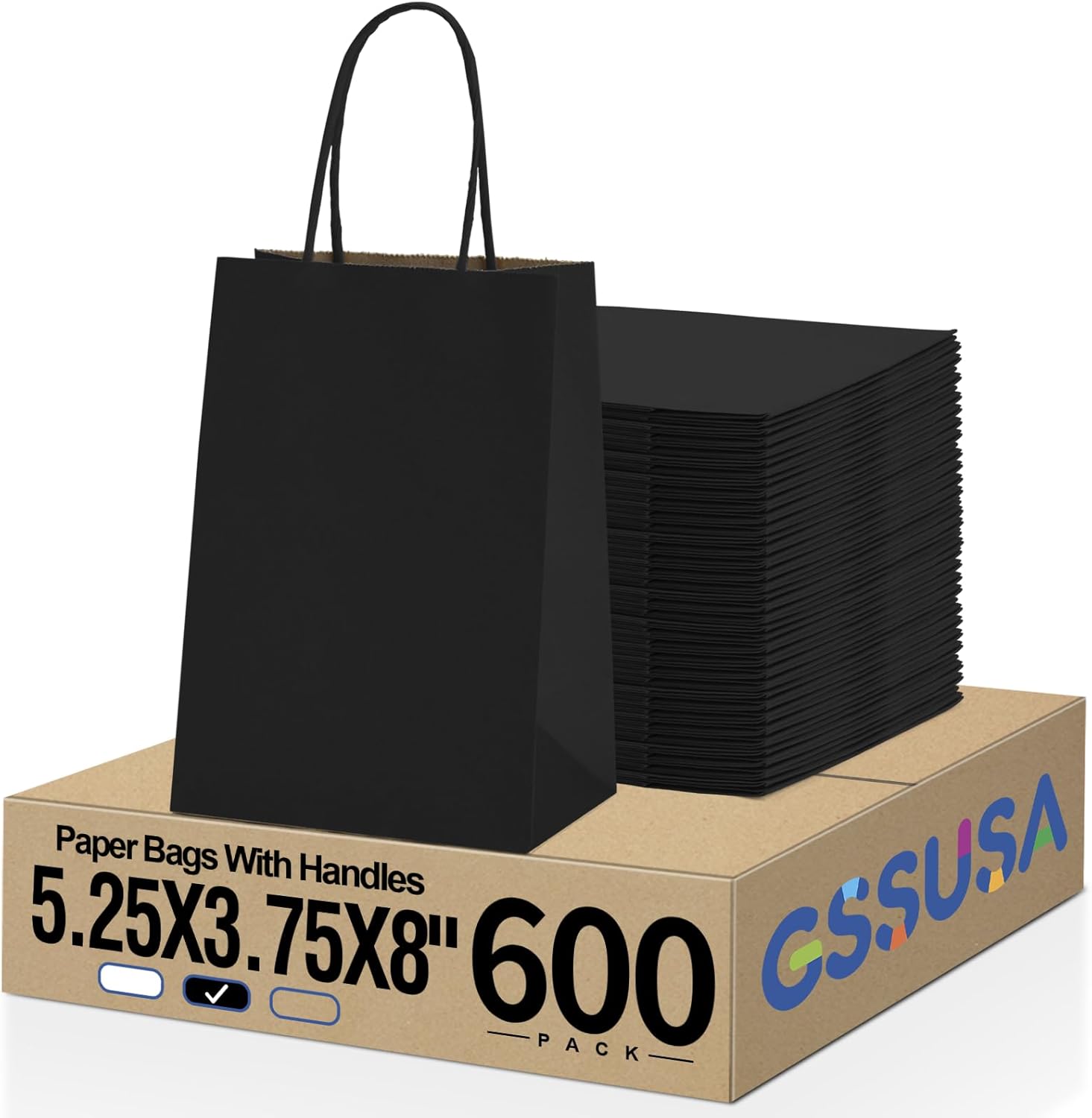 GSSUSA Black Gift Bags 5.25x3.75x8 for Small Business Use