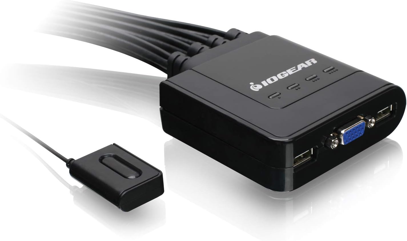 IOGEAR 4-Port USB KVM Switch with Cables for Easy Multitasking