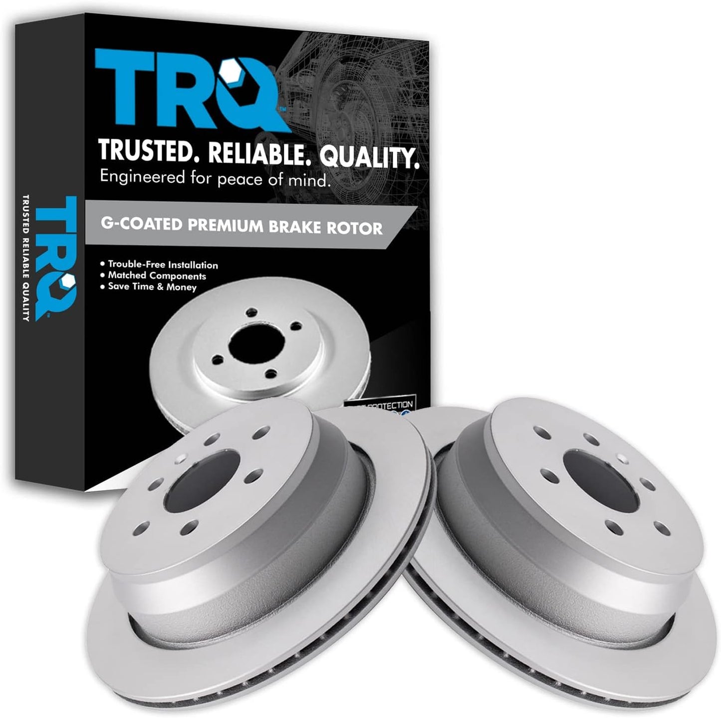 TRQ Rear Brake Rotors Set Vented Premium G-Coated for Colorado