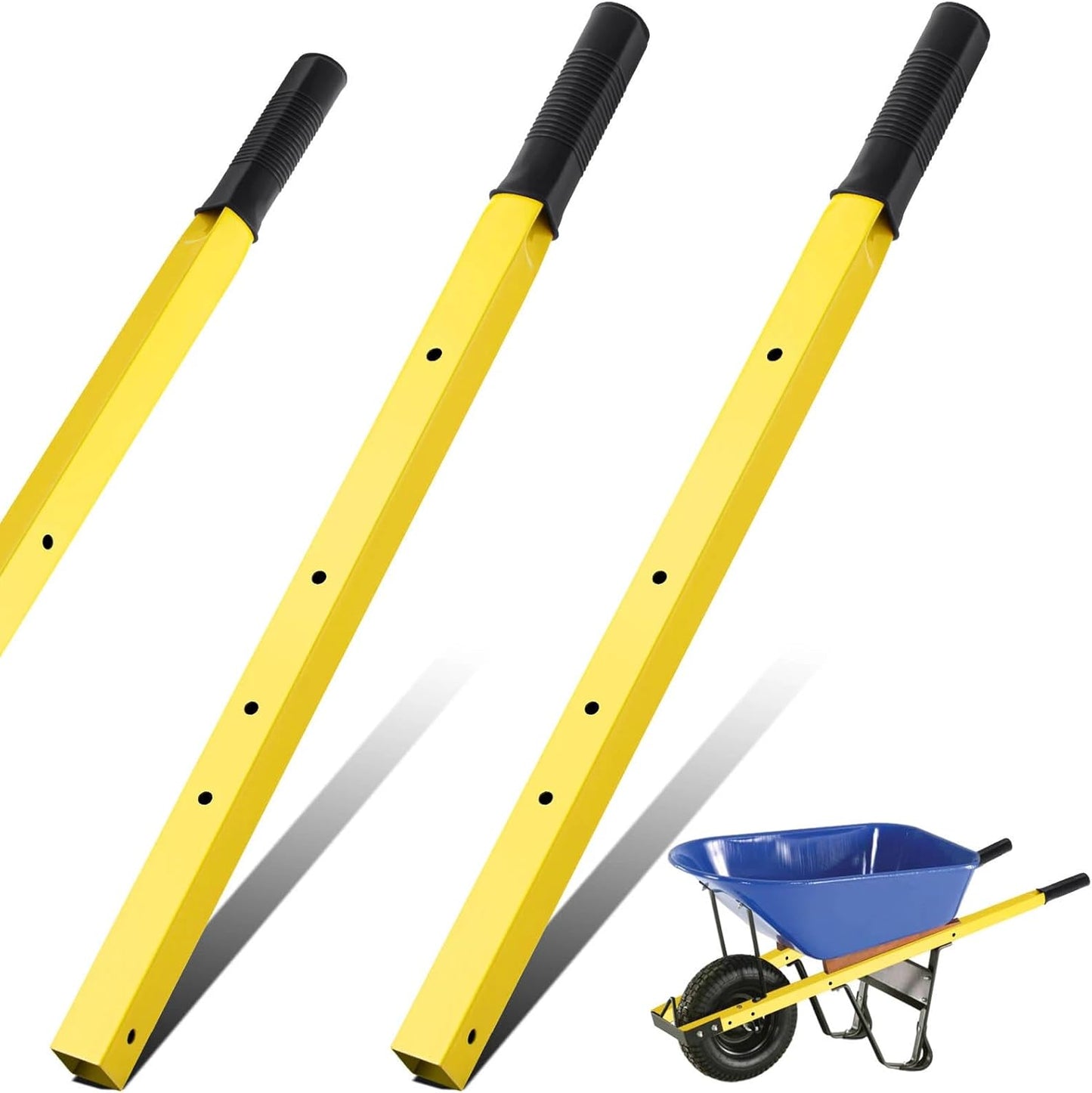 Wheelbarrow Replacement Handles Kit 60 Inches Heavy Duty Yellow