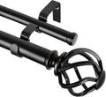 Double Curtain Rod 66 to 120 in Black - Twisted Cage Finials
