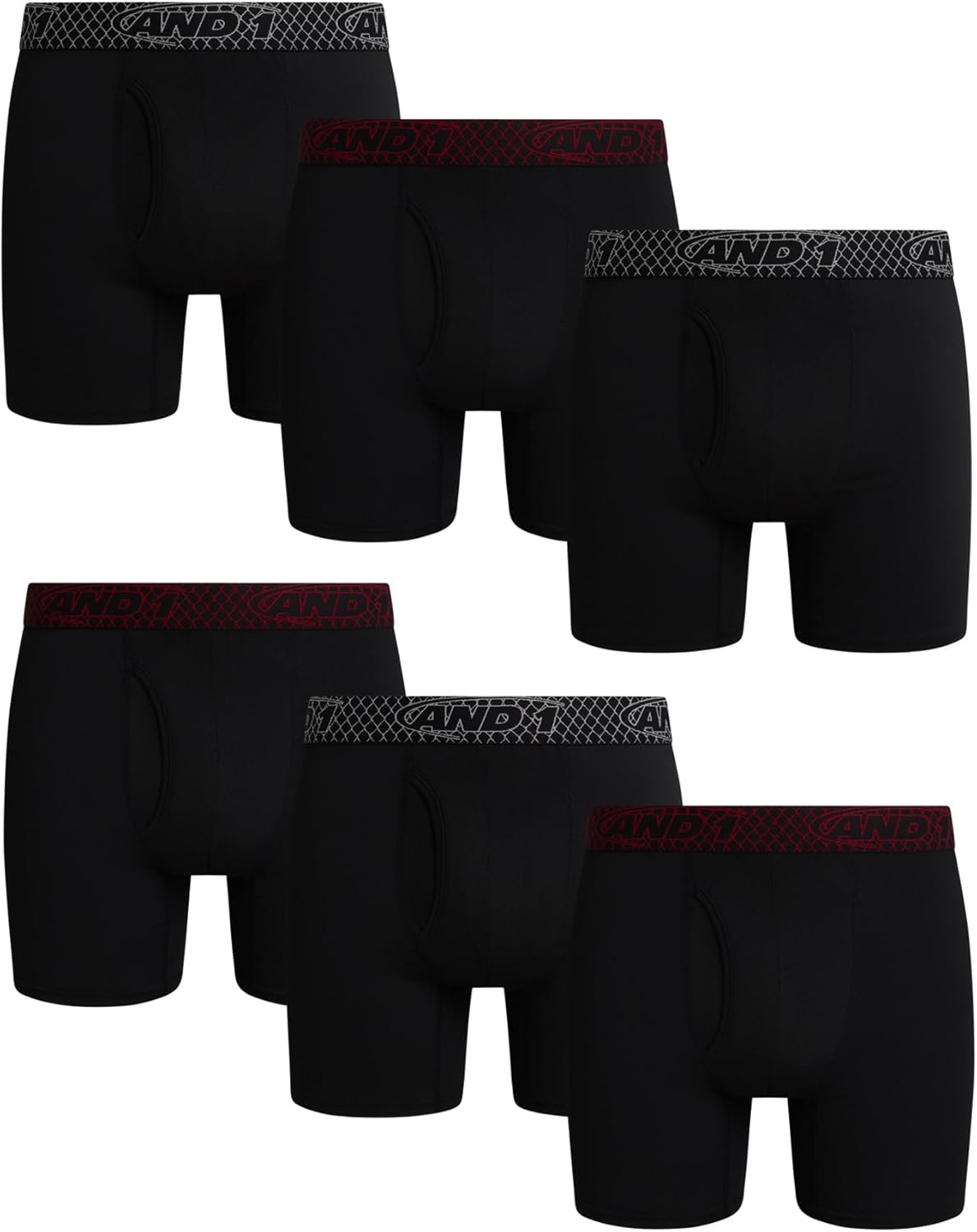 AND1 Mens Boxer Briefs - 6 Pack Performance Underwear for Men