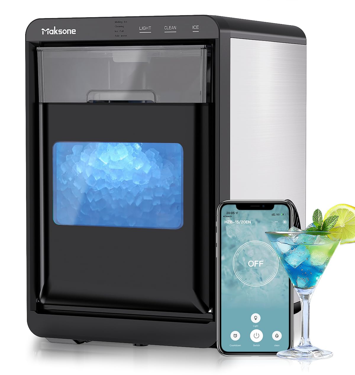 Maksone Nugget Ice Maker Countertop for Home and Office Use