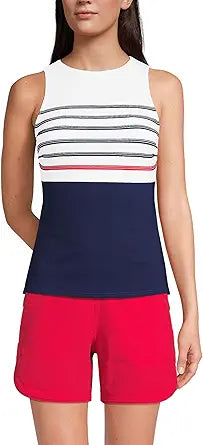 Lands' End Women's Chlorine Resistant High Neck Tankini Top