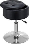 Vanity Stool with Storage and 360 Swivel - Adjustable 19 to 23 in