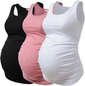 Maternity Tank Tops for Women Ruched Sleeveless Basics - Comfortable