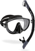 CRESSI Adult Wide View Snorkel Mask & Dry Snorkel Combo - Comfortable