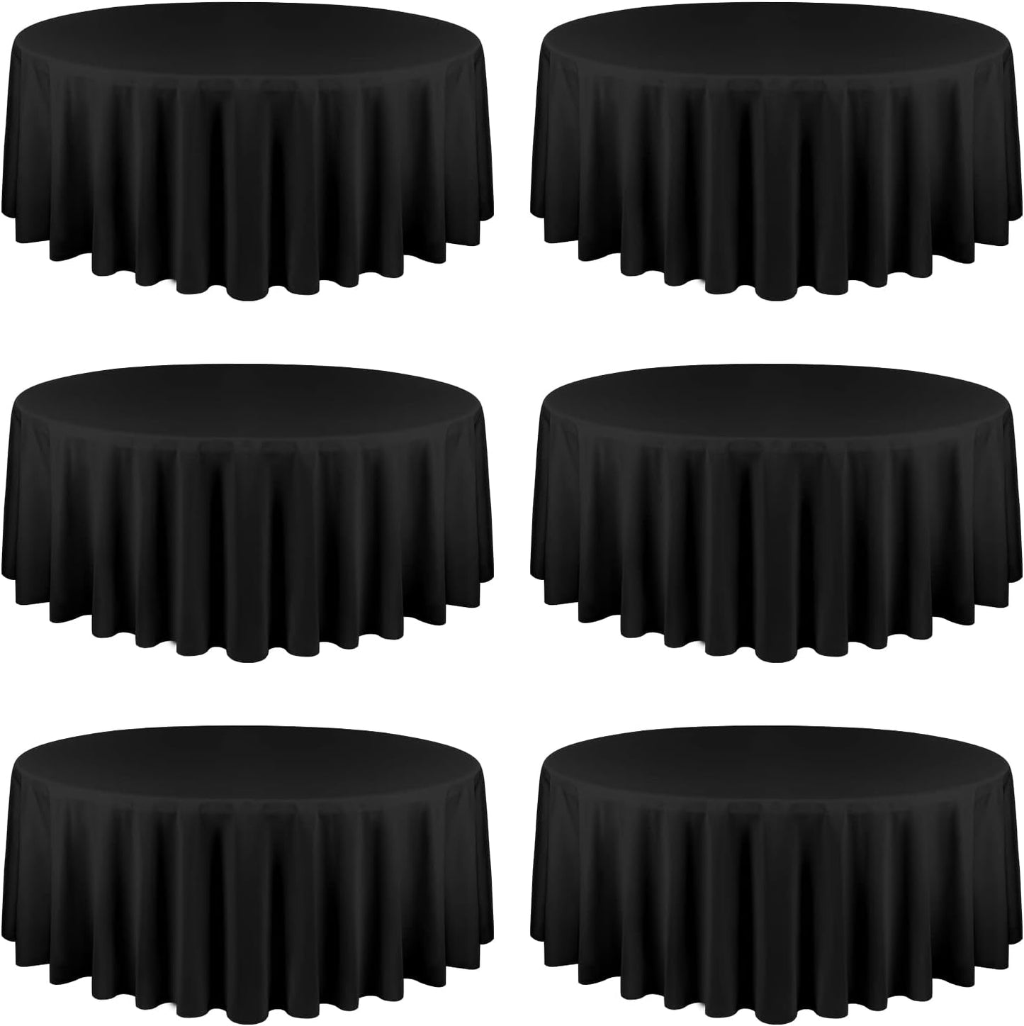 90 Inch Round Tablecloths for Weddings and Parties - 6 Pack