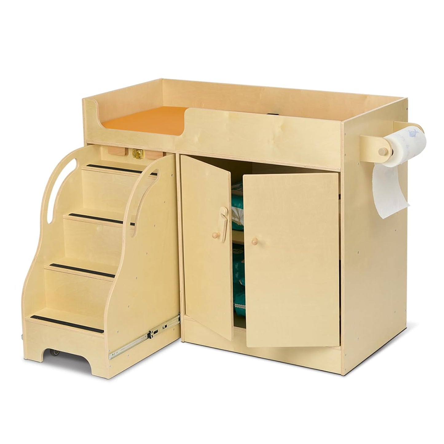 Monlaurd 100% Birch Baby Changing Table with Stairs & Storage