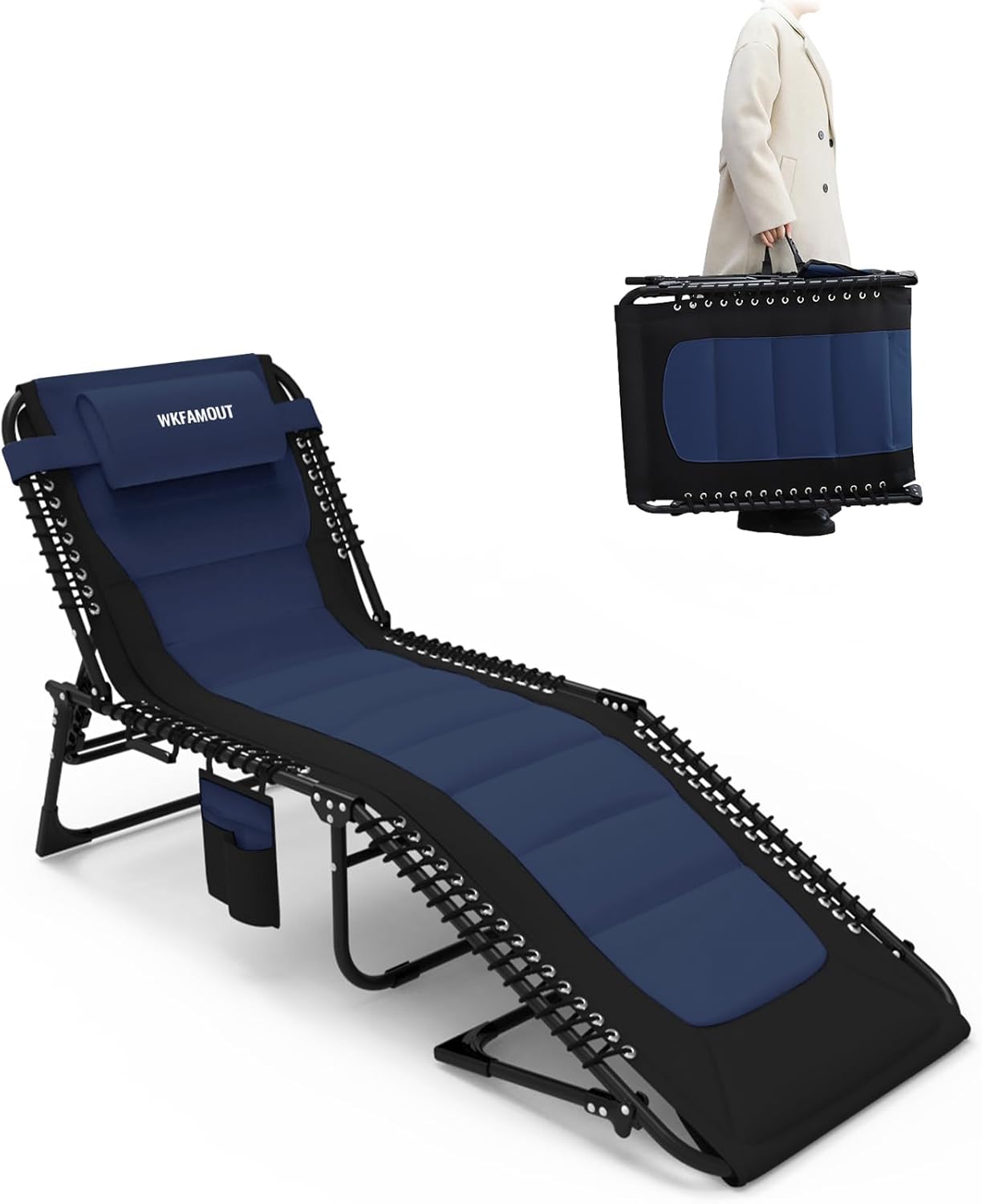 Outdoor Folding Lounge Chair with Adjustable 5-Position Recline
