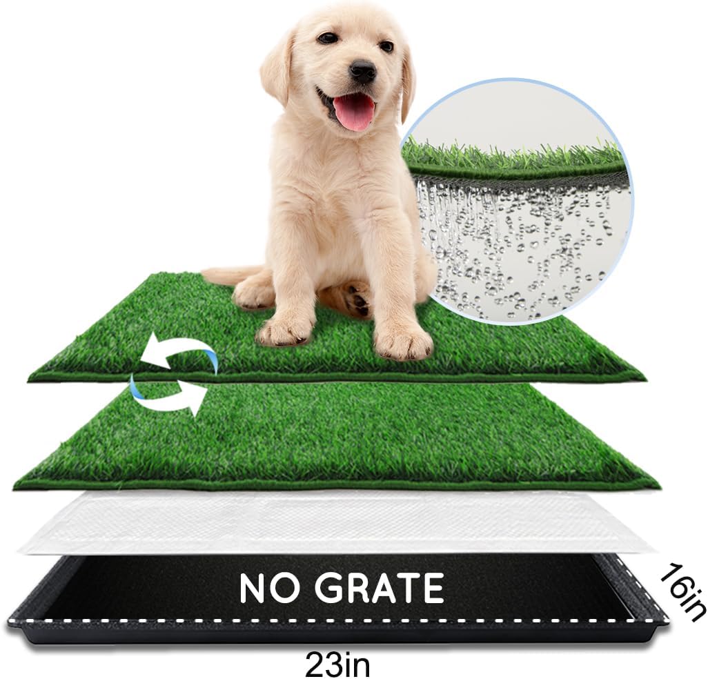 Dog Grass Pad with Tray for Small Dogs - Odor Free Potty Solution
