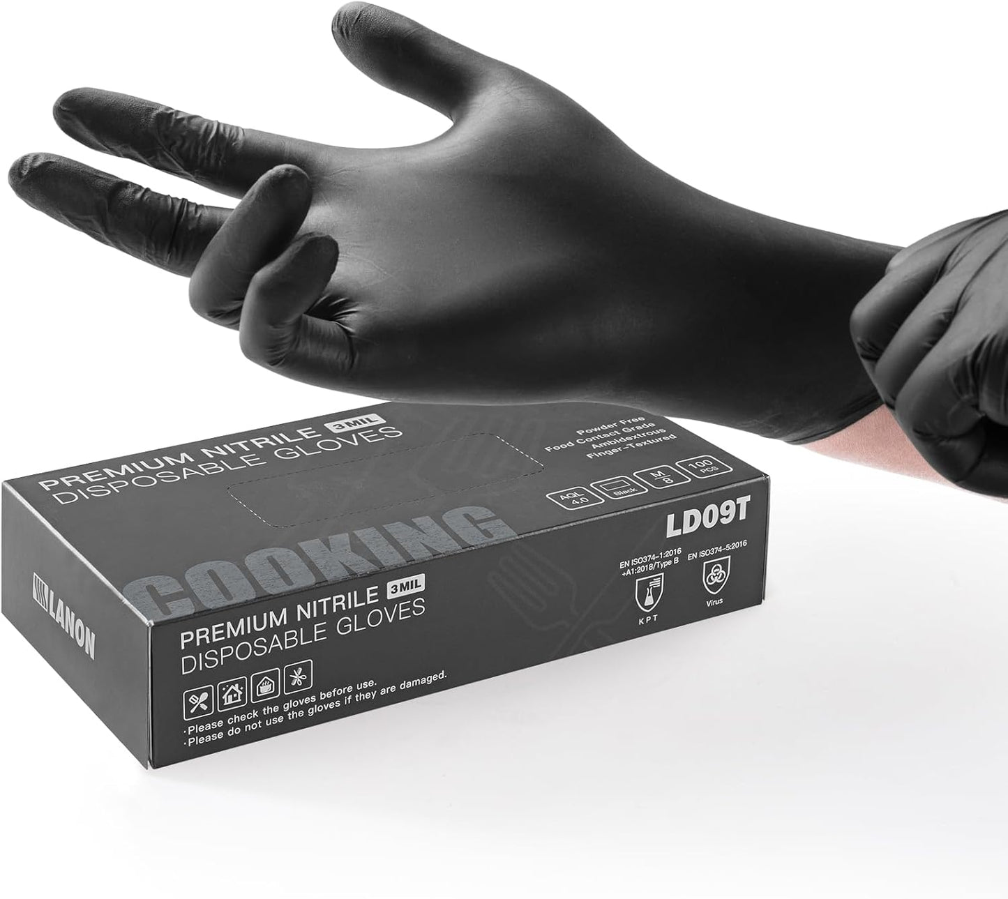 LANON Protection Nitrile Gloves - Safe, Latex-Free, Cooking Essential